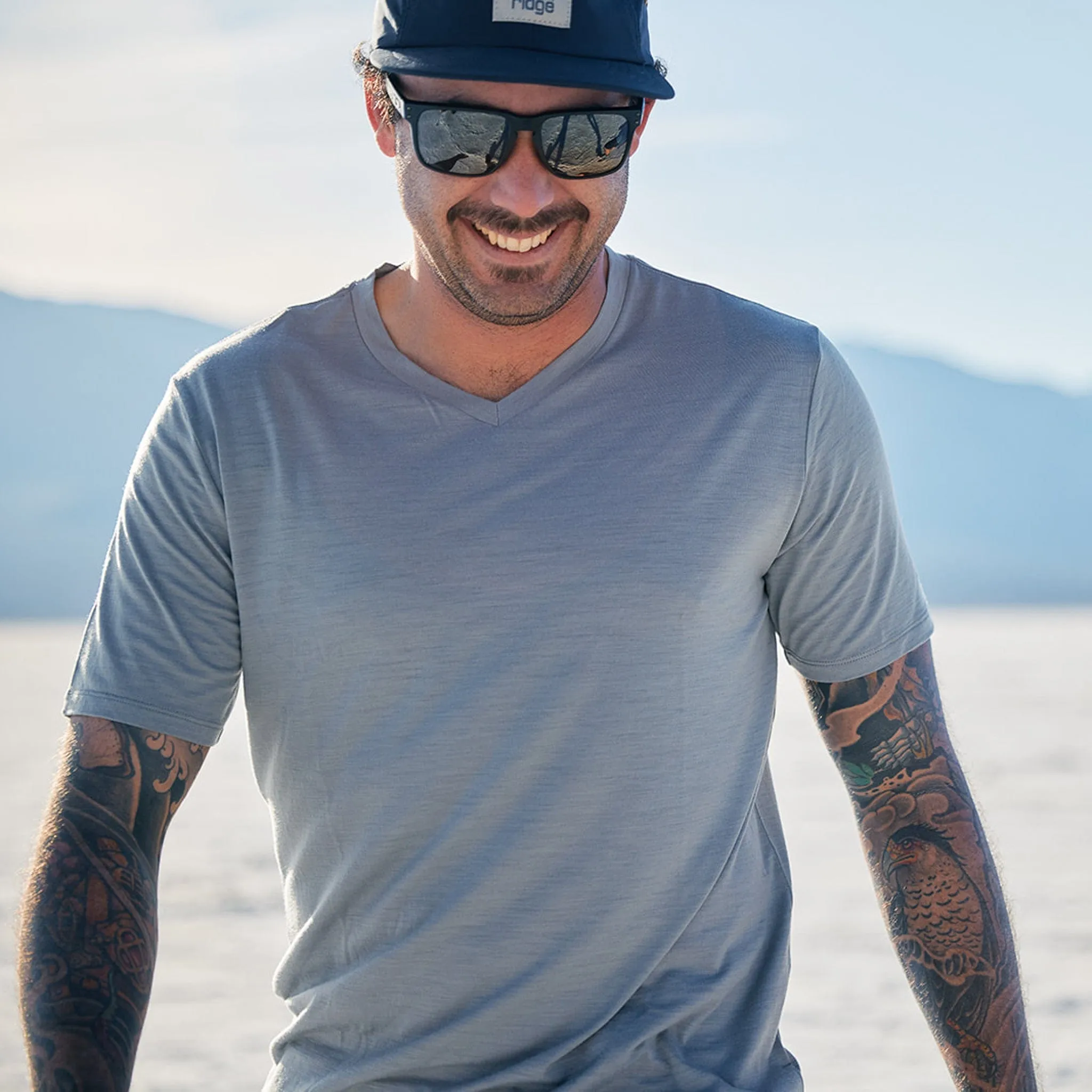 CLEARANCE Men's Journey V-Neck Merino Wool T-Shirt sold by Ridge Merino product image thumbnail 2