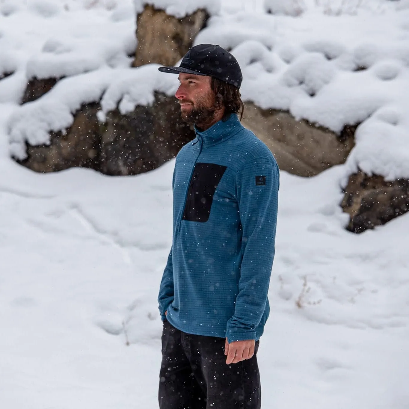 Men's Cloudripper Merino Grid Fleece Half Zip Pullover sold by Ridge Merino product image thumbnail 4