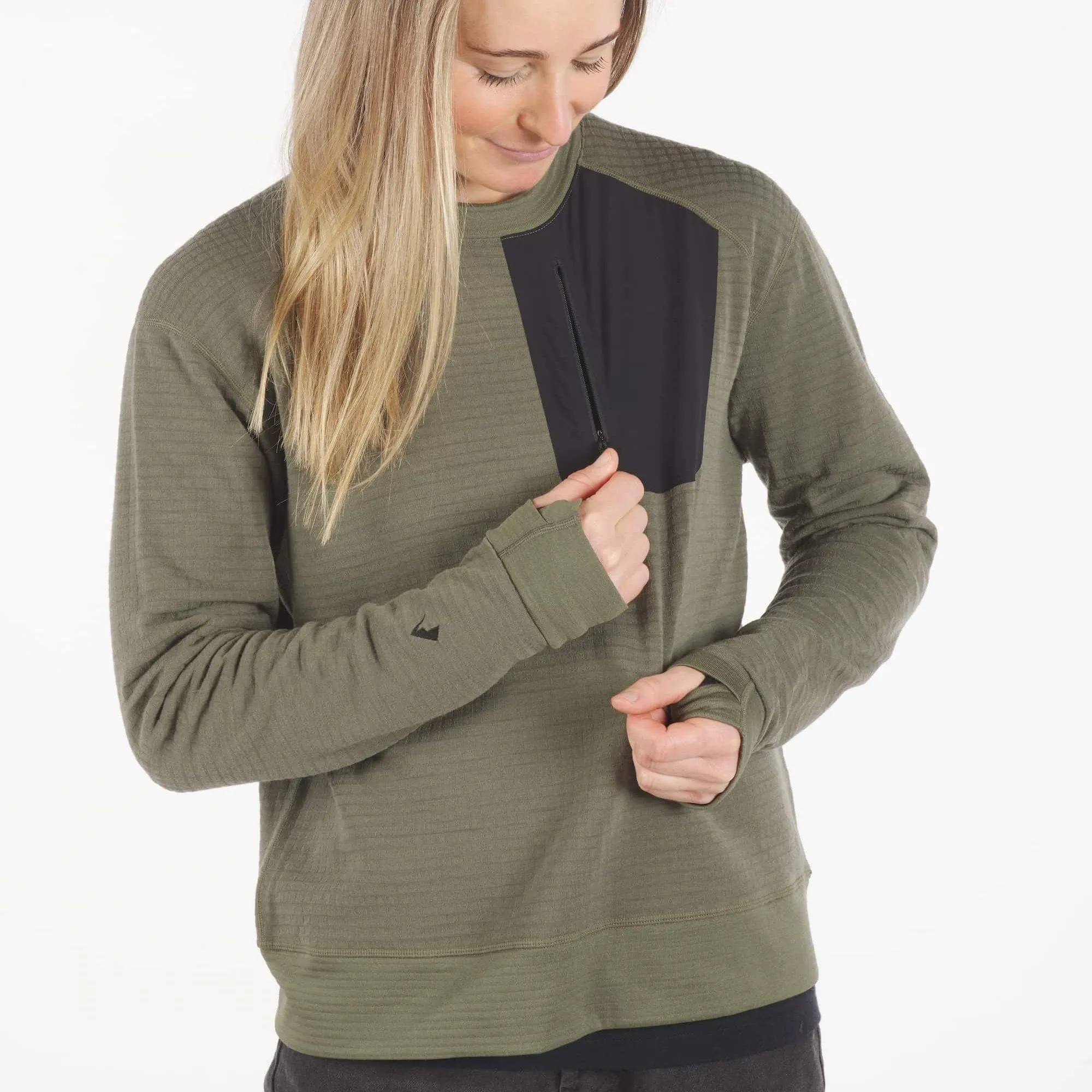 CLEARANCE Women's Cloudripper Merino Grid Fleece Crew Pullover sold by Ridge Merino product image thumbnail 3