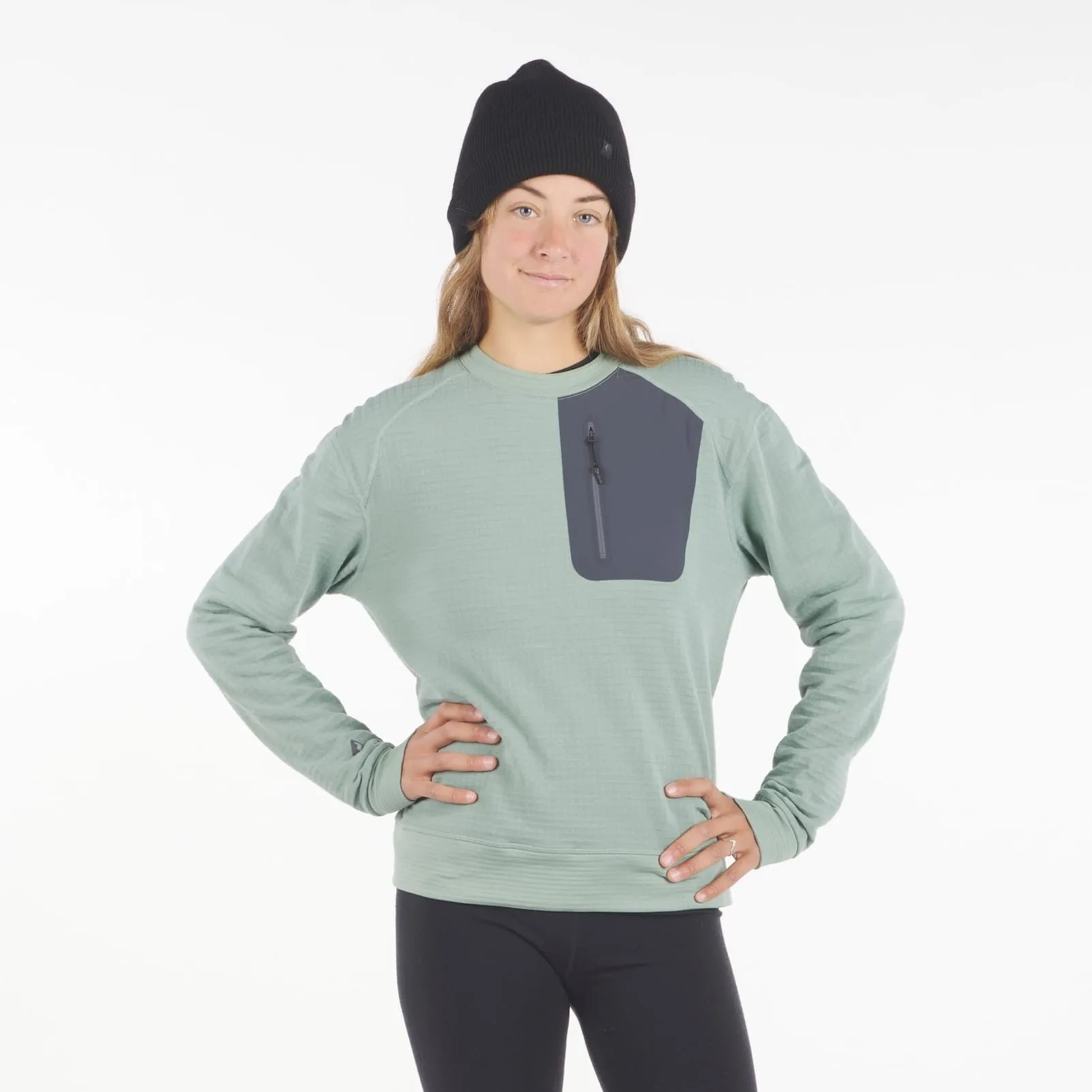 CLEARANCE Women's Cloudripper Merino Grid Fleece Crew Pullover sold by Ridge Merino product image thumbnail 5