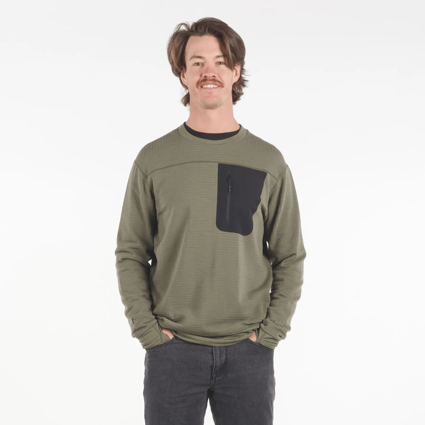 CLEARANCE Men's Cloudripper Merino Grid Fleece Crew Pullover sold by Ridge Merino product image thumbnail 2