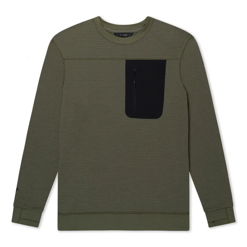 CLEARANCE Men's Cloudripper Merino Grid Fleece Crew Pullover made by Ridge Merino