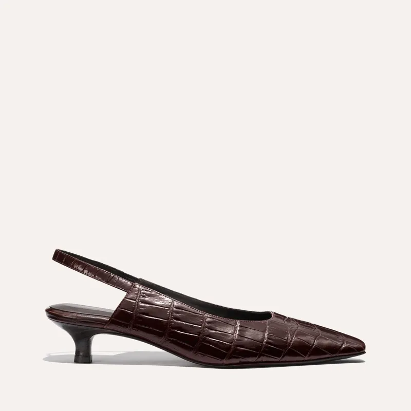 The Sofia Sling - Espresso Croc Embossed made by Margaux