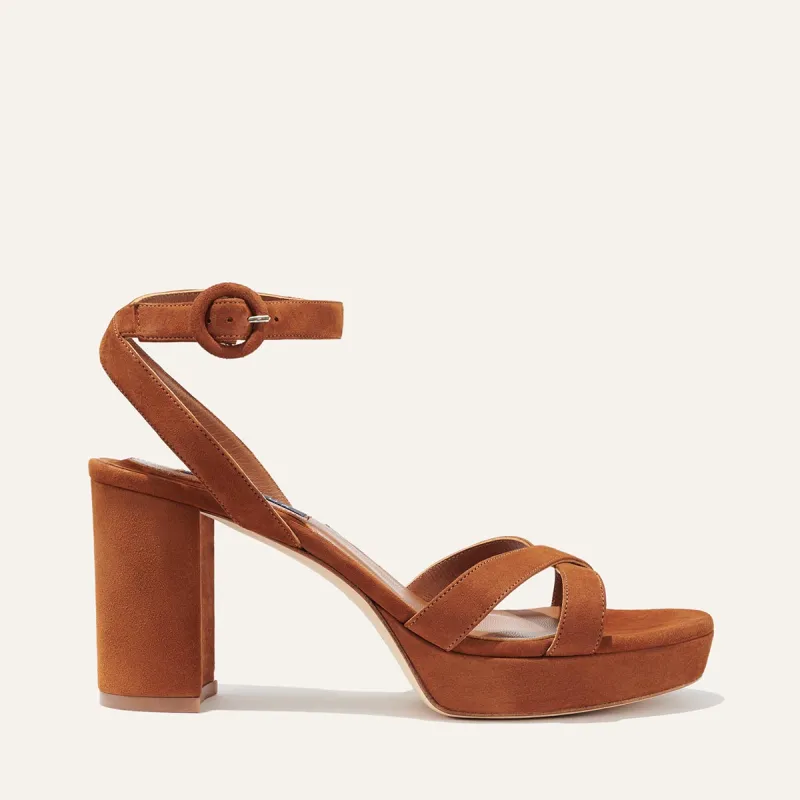 The Platform Sandal - Maple Suede sold by Margaux