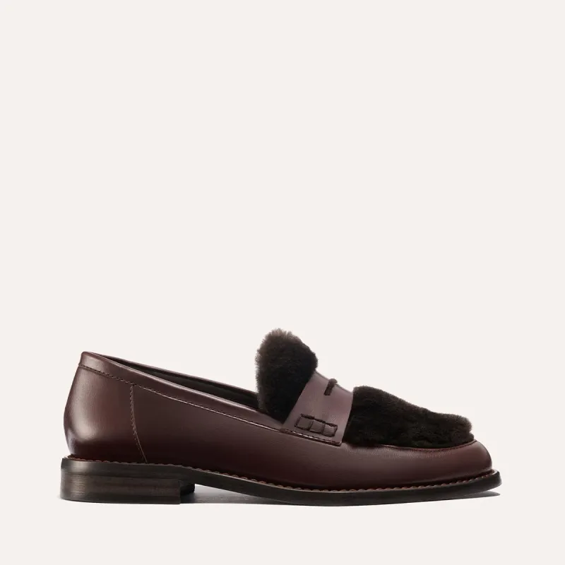 The Marlowe Loafer - Mahogany Calf and Shearling sold by Margaux