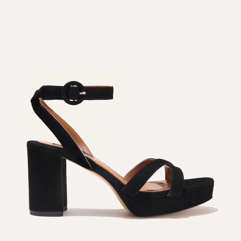 The Platform Sandal - Black Suede sold by Margaux