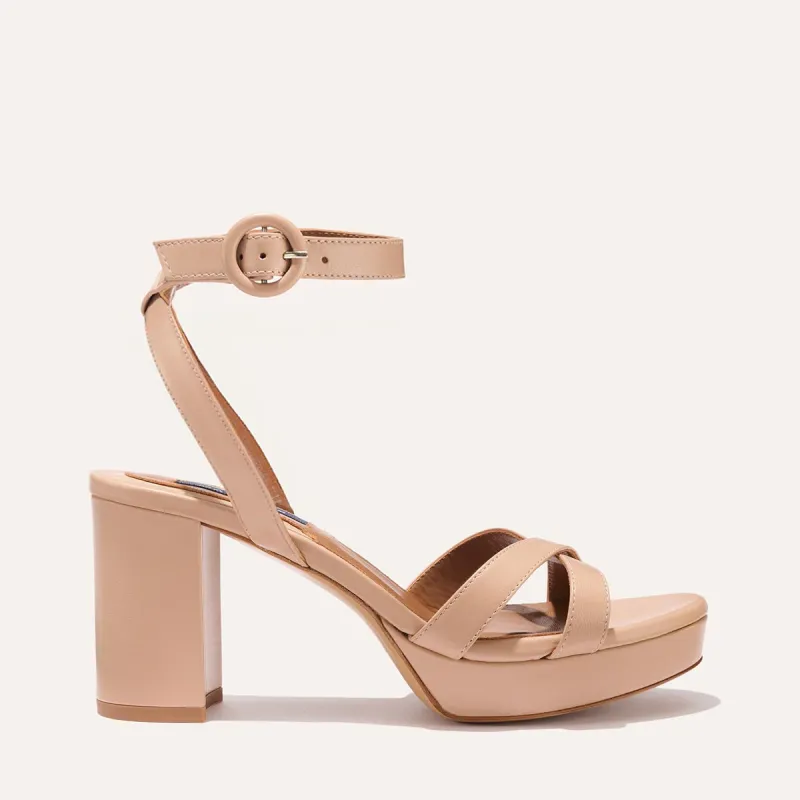 The Platform Sandal - Rose Nappa sold by Margaux