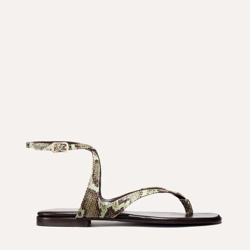 The Palermo Sandal - Mint Chocolate Python Embossed sold by Margaux