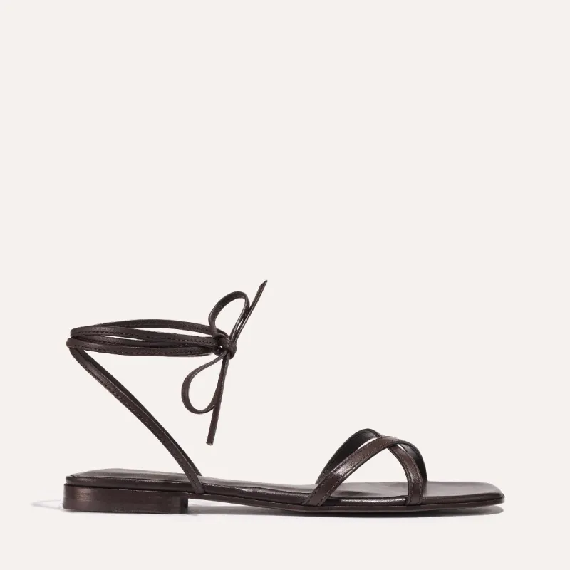 The Wrap Sandal - Espresso Nappa made by Margaux