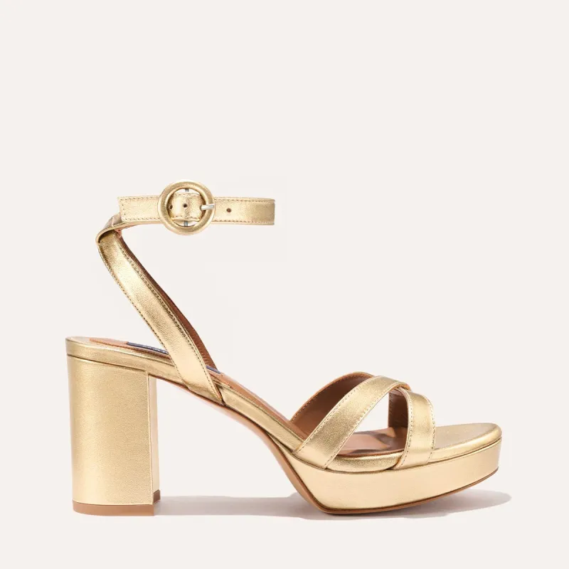 The Platform Sandal - Gold Nappa sold by Margaux