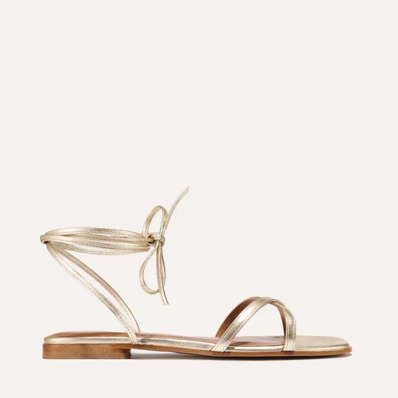 The Wrap Sandal - Champagne Nappa sold by Margaux