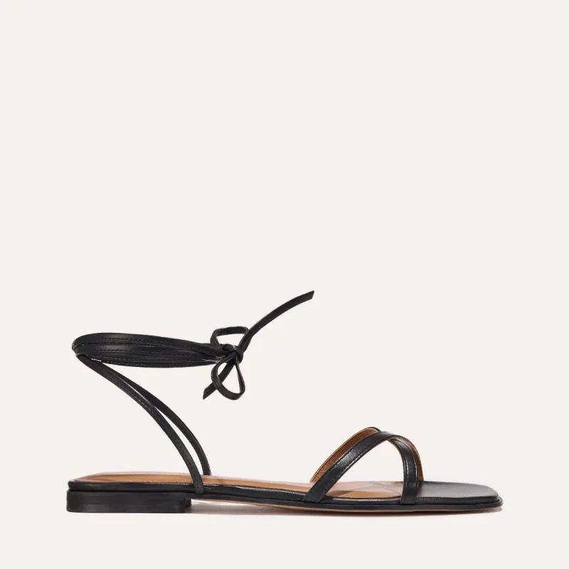 The Wrap Sandal - Black Nappa sold by Margaux