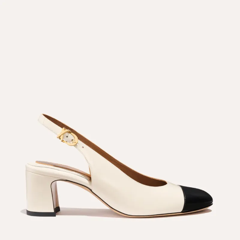 The Cluny Slingback - Cream and Black Calf made by Margaux