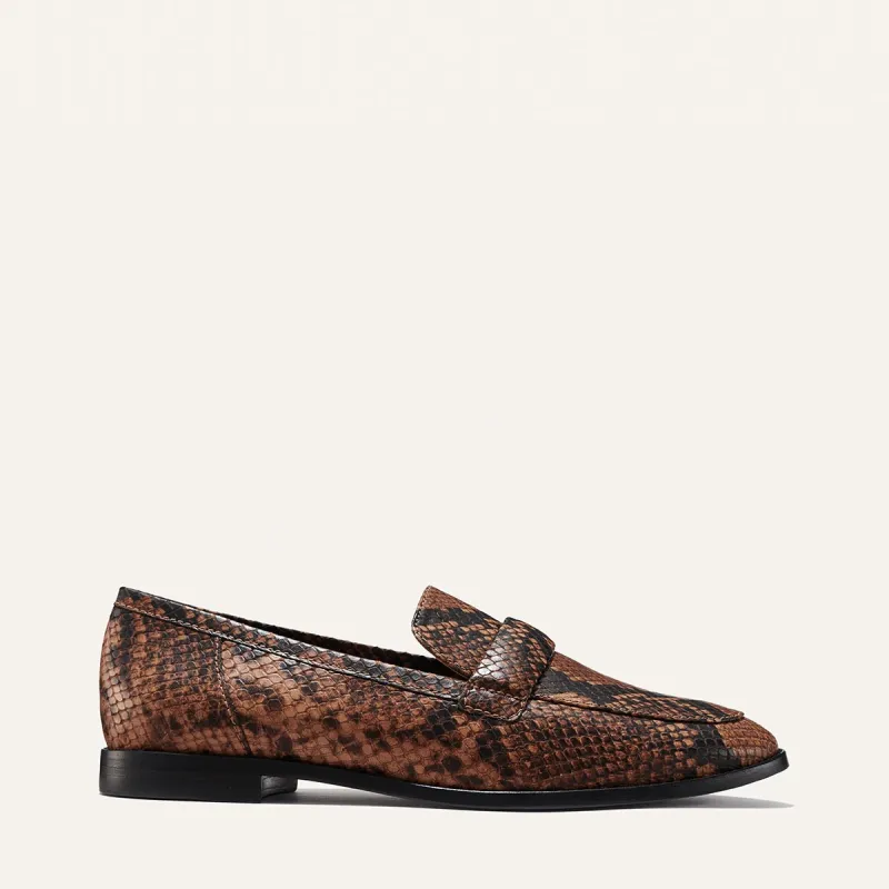 The Andie Loafer - Espresso Python Embossed made by Margaux