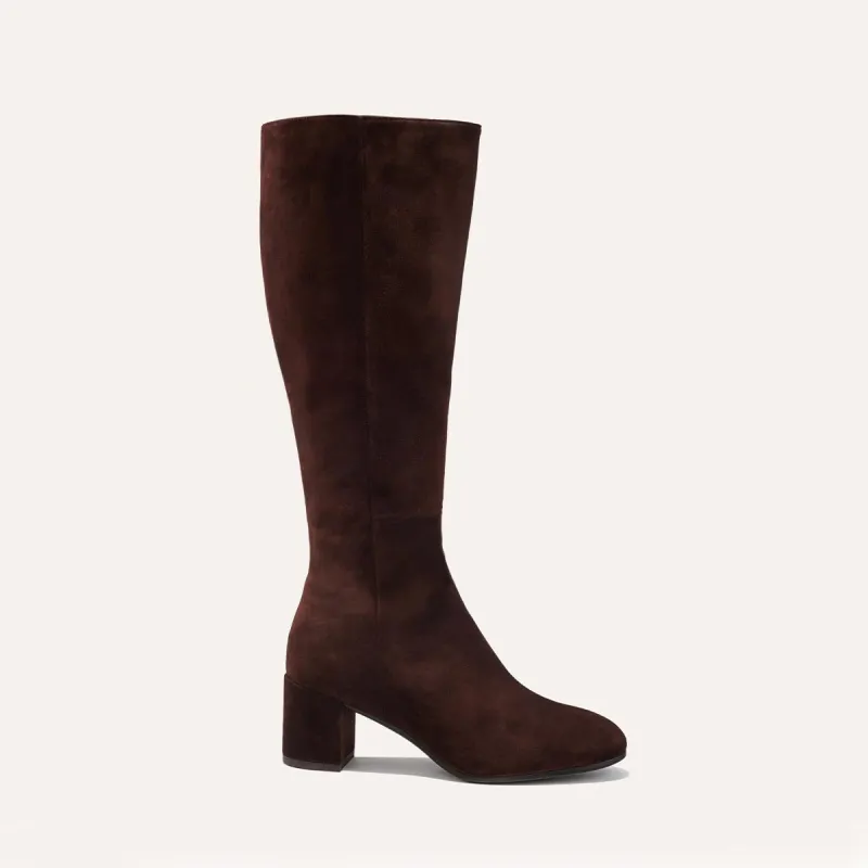 The Edie Boot - Chocolate Suede made by Margaux