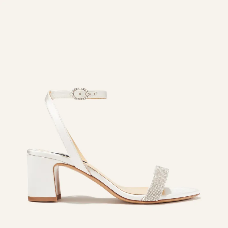The Stella Sandal - Ivory Satin with Crystals sold by Margaux