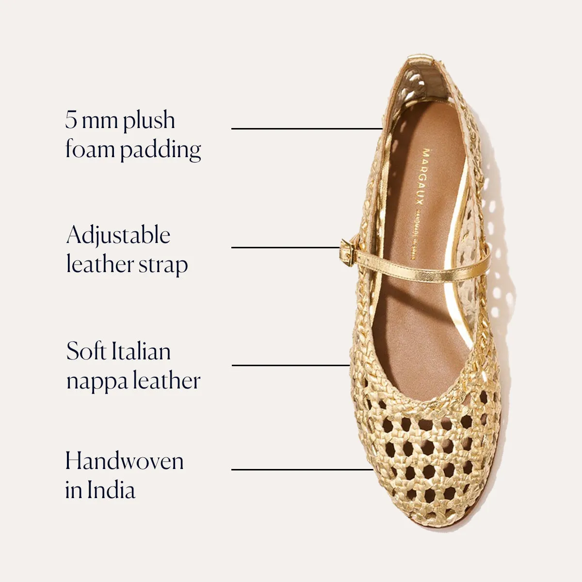 The Demi Jane - Gold Woven Leather sold by Margaux product image thumbnail 2