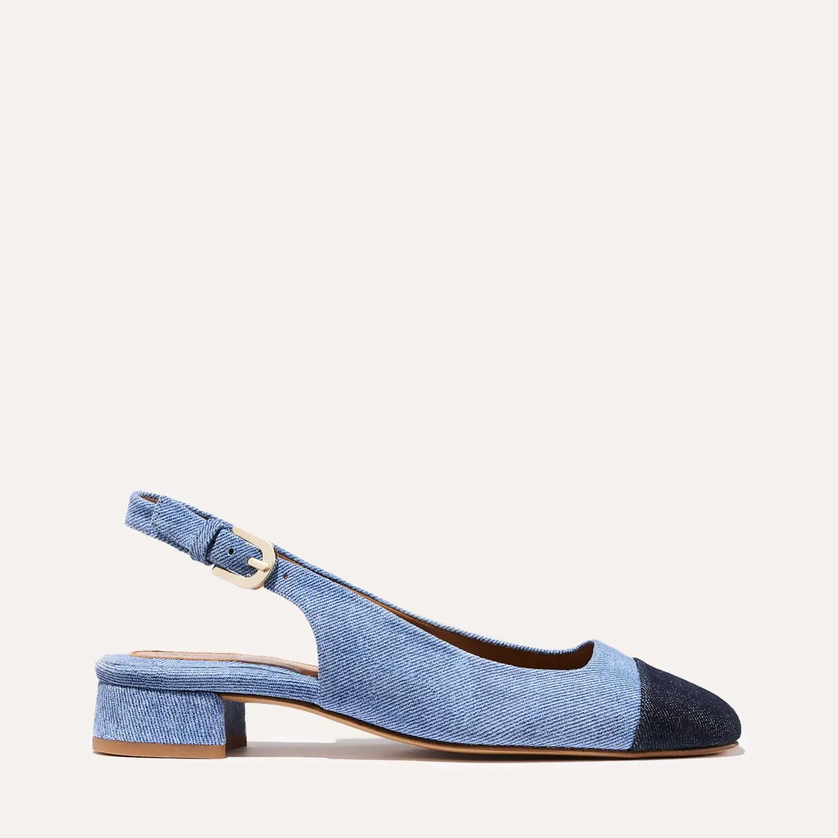 The Darcy Slingback - Two-Tone Denim Suede sold by Margaux