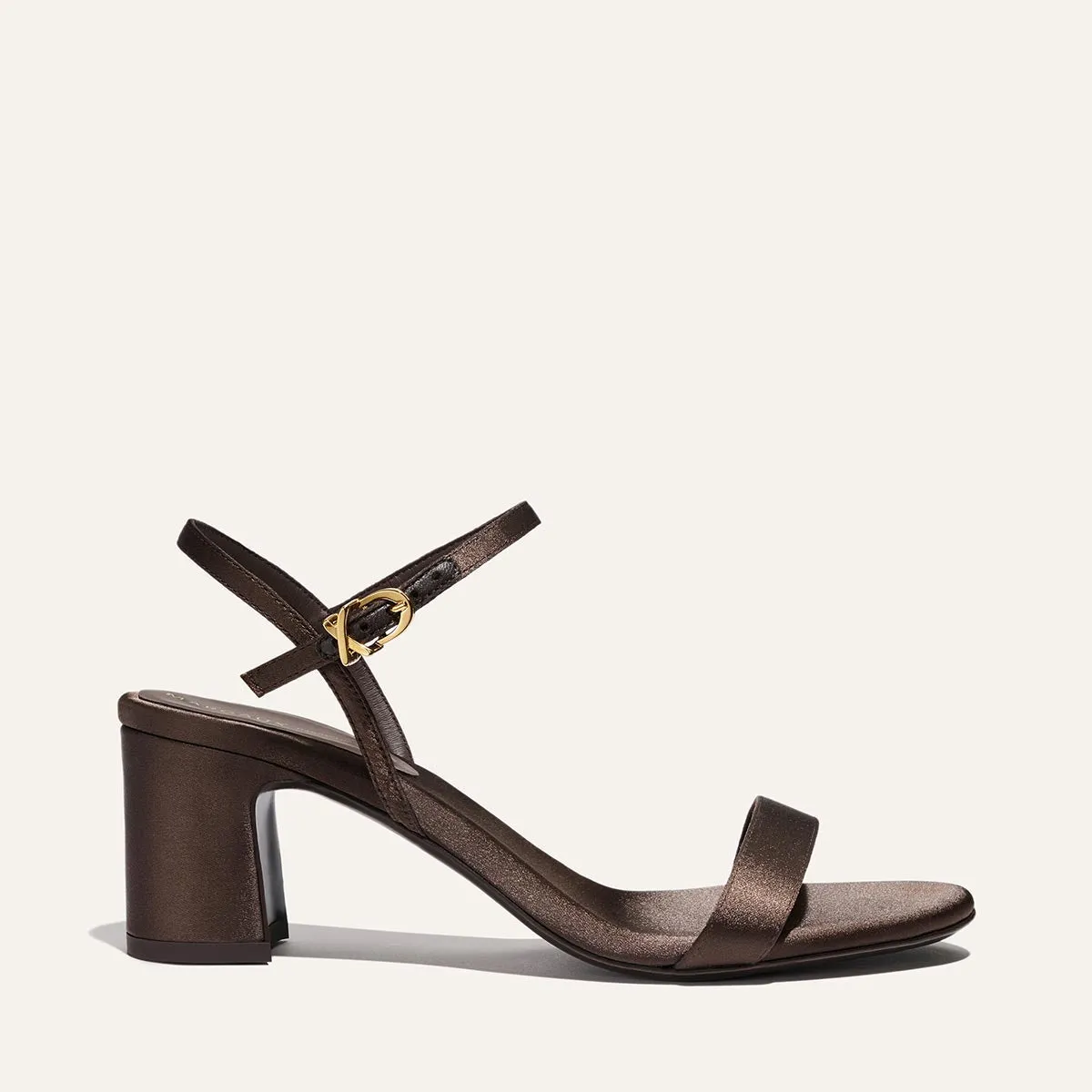 The Cleo Sandal - Espresso Satin sold by Margaux