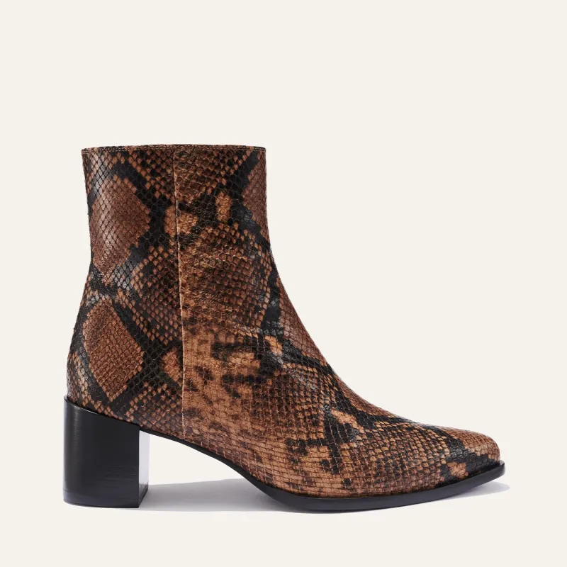 The Downtown Boot First Edition - Espresso Python Embossed sold by Margaux