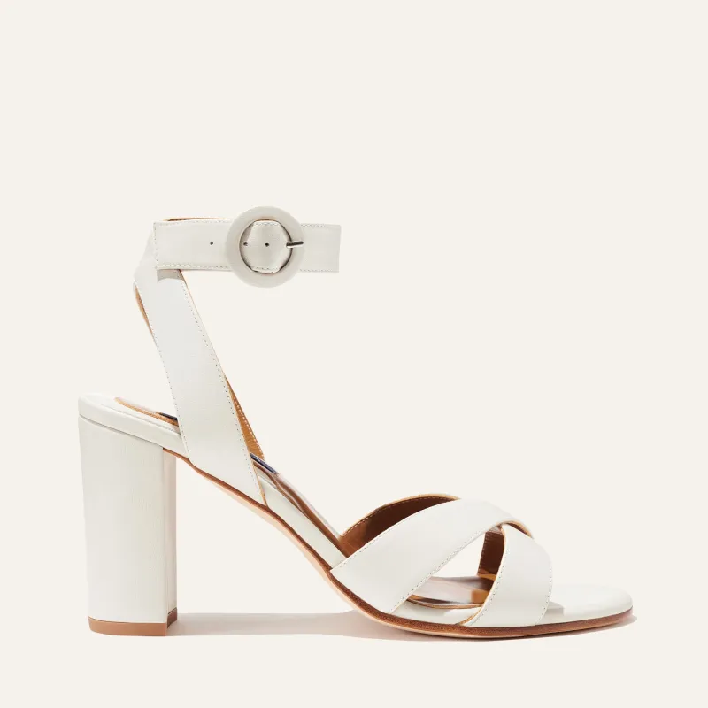 The Uptown Sandal - Ivory Nappa sold by Margaux
