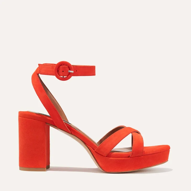 The Platform Sandal - Chili Suede made by Margaux