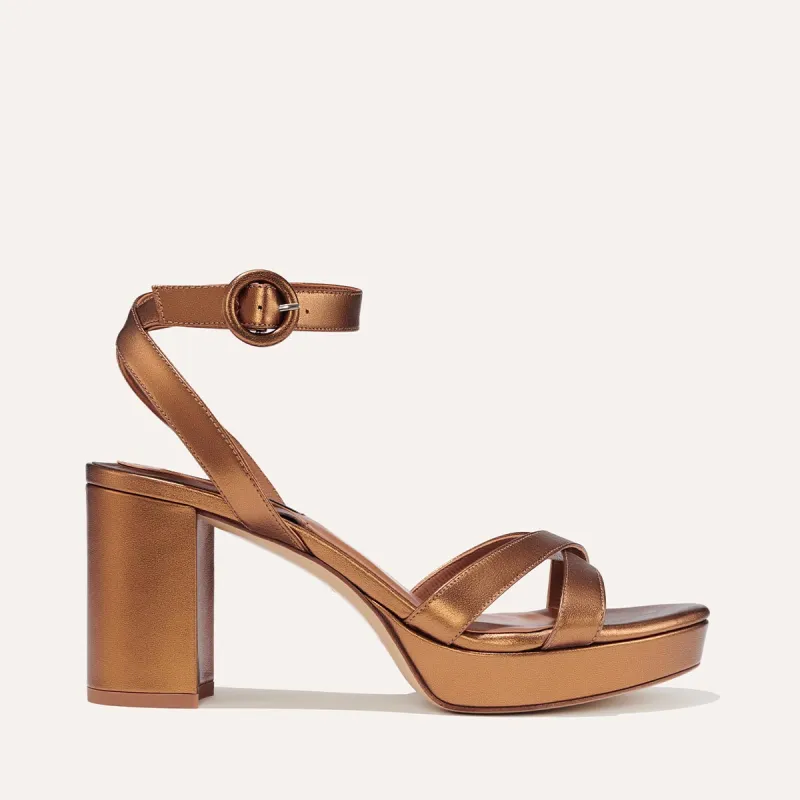 The Platform Sandal - Bronze Nappa sold by Margaux