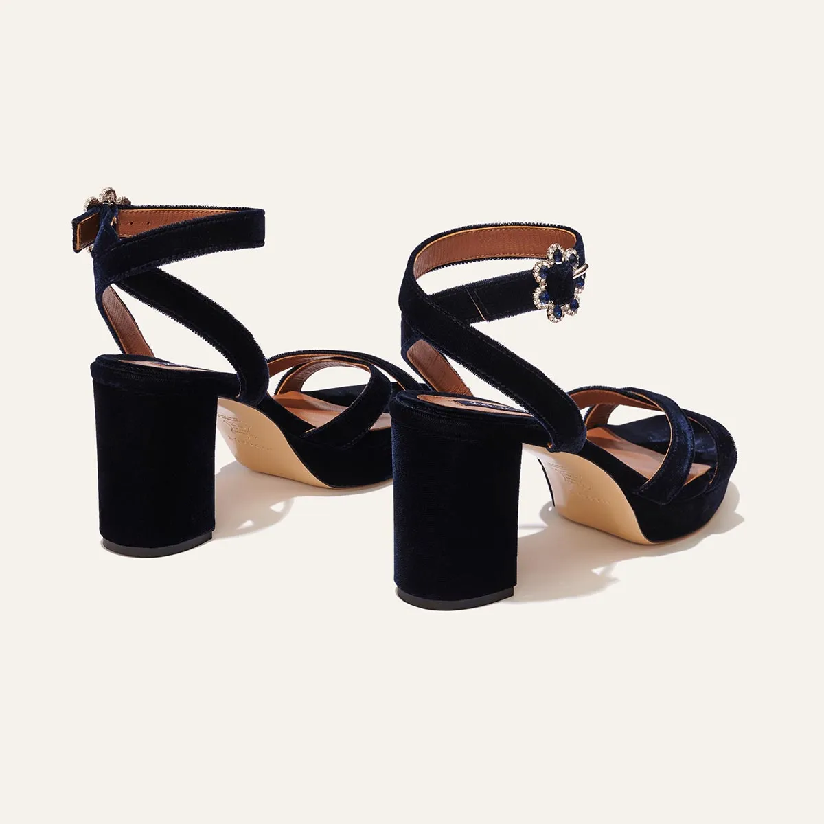 The Platform Sandal - Midnight Blue Velvet sold by Margaux product image thumbnail 3