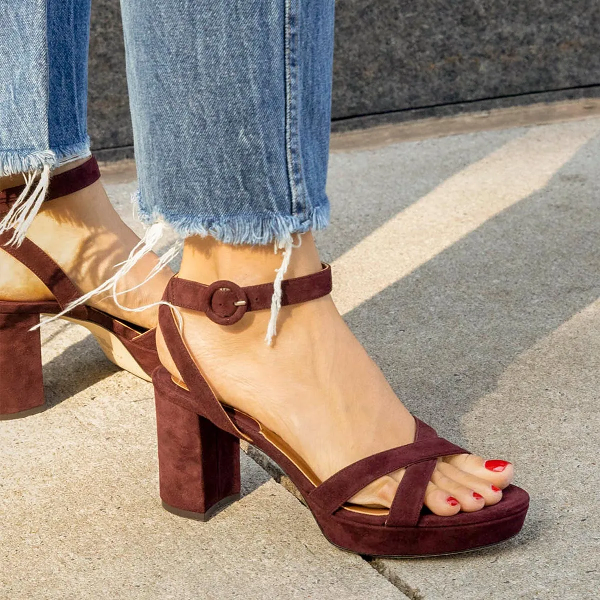 The Platform Sandal - Bordeaux Suede sold by Margaux product image thumbnail 2