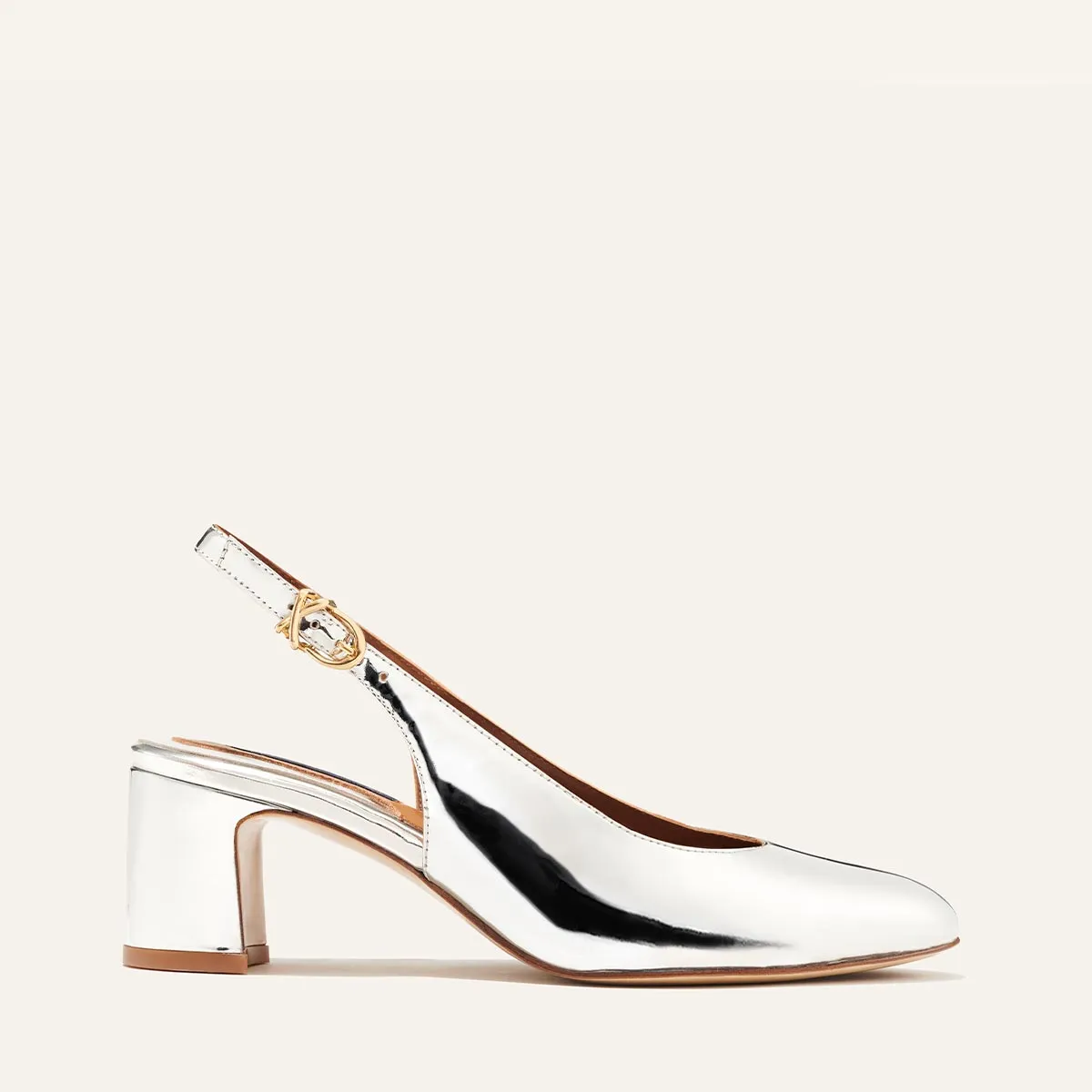 The Cluny Slingback - Silver Mirror sold by Margaux
