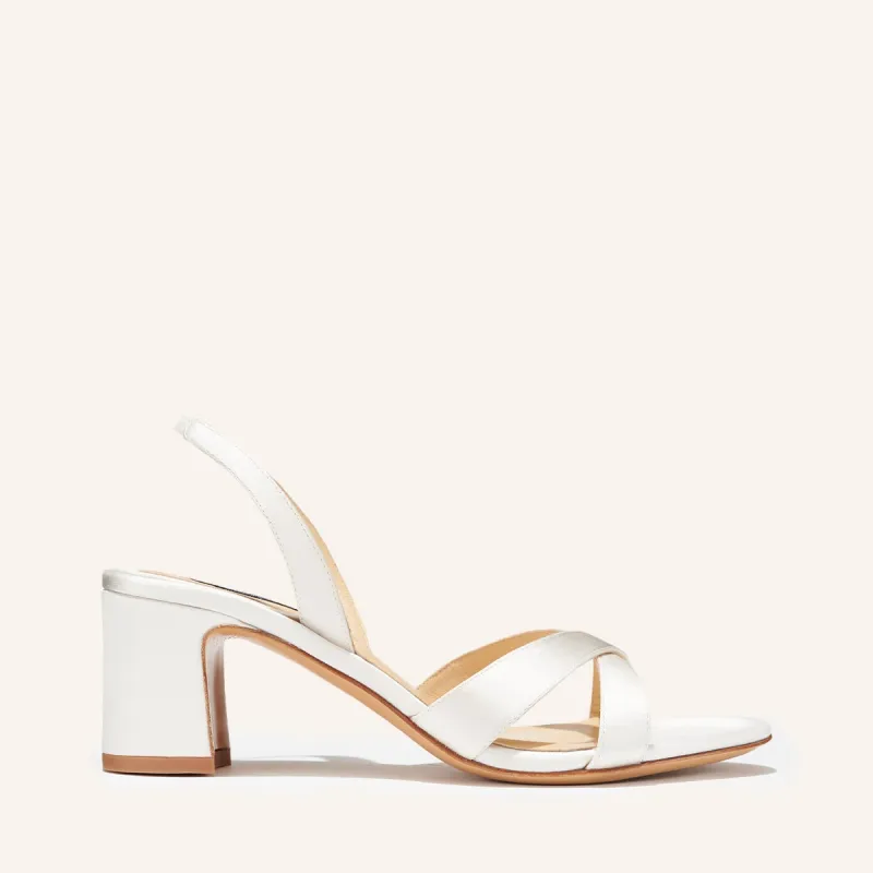 The Clotilde Sandal - Ivory Satin sold by Margaux