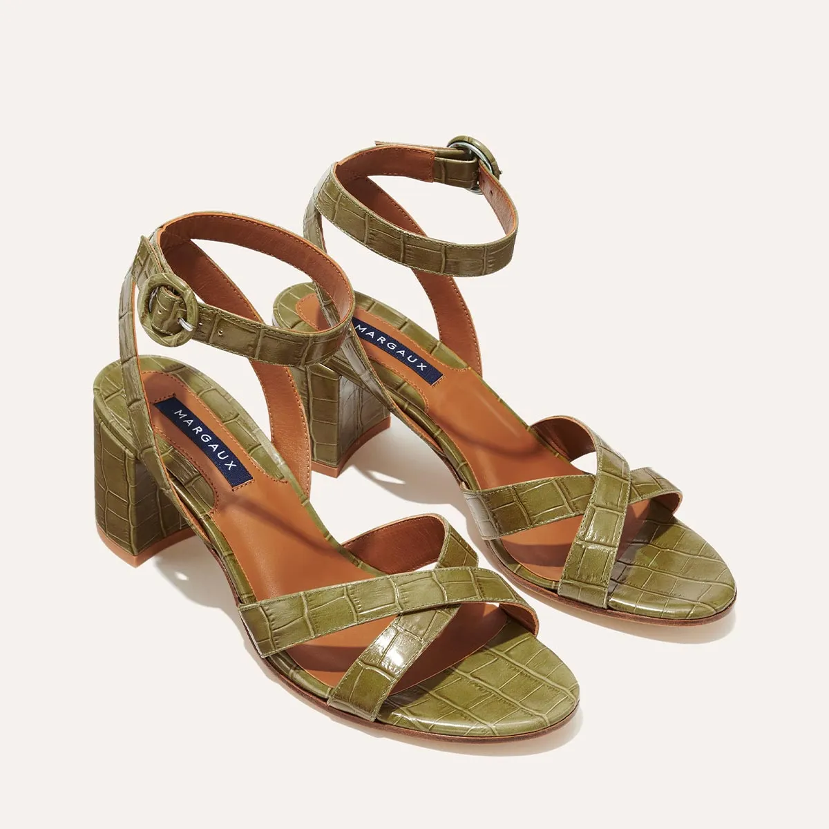 The City Sandal - Olive Croc Embossed sold by Margaux product image thumbnail 3