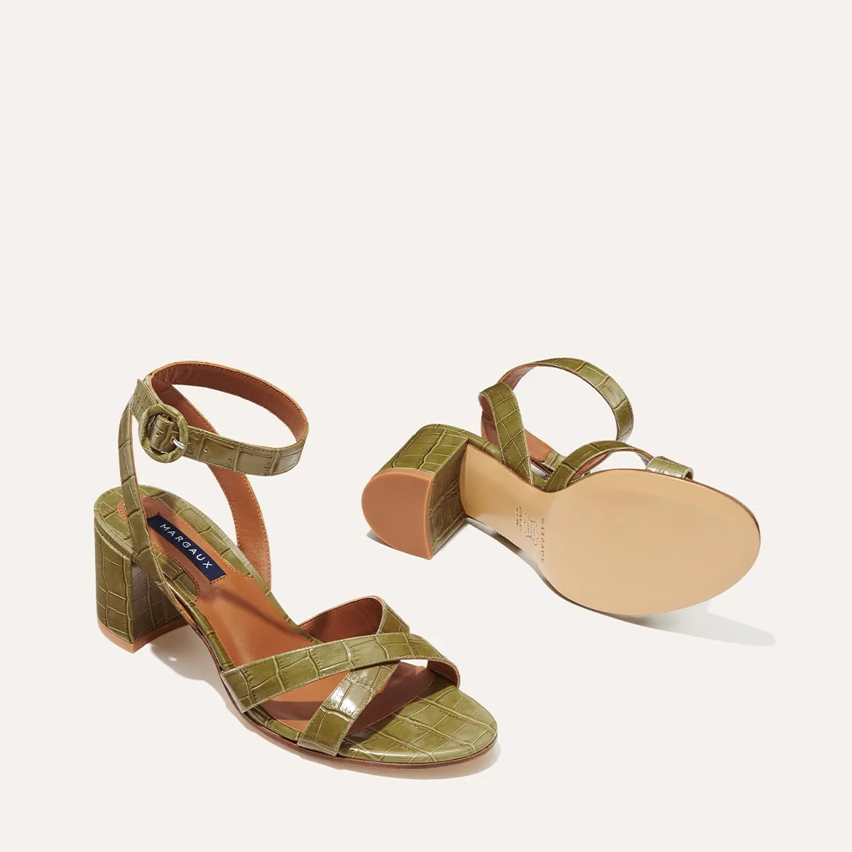 The City Sandal - Olive Croc Embossed sold by Margaux product image thumbnail 5