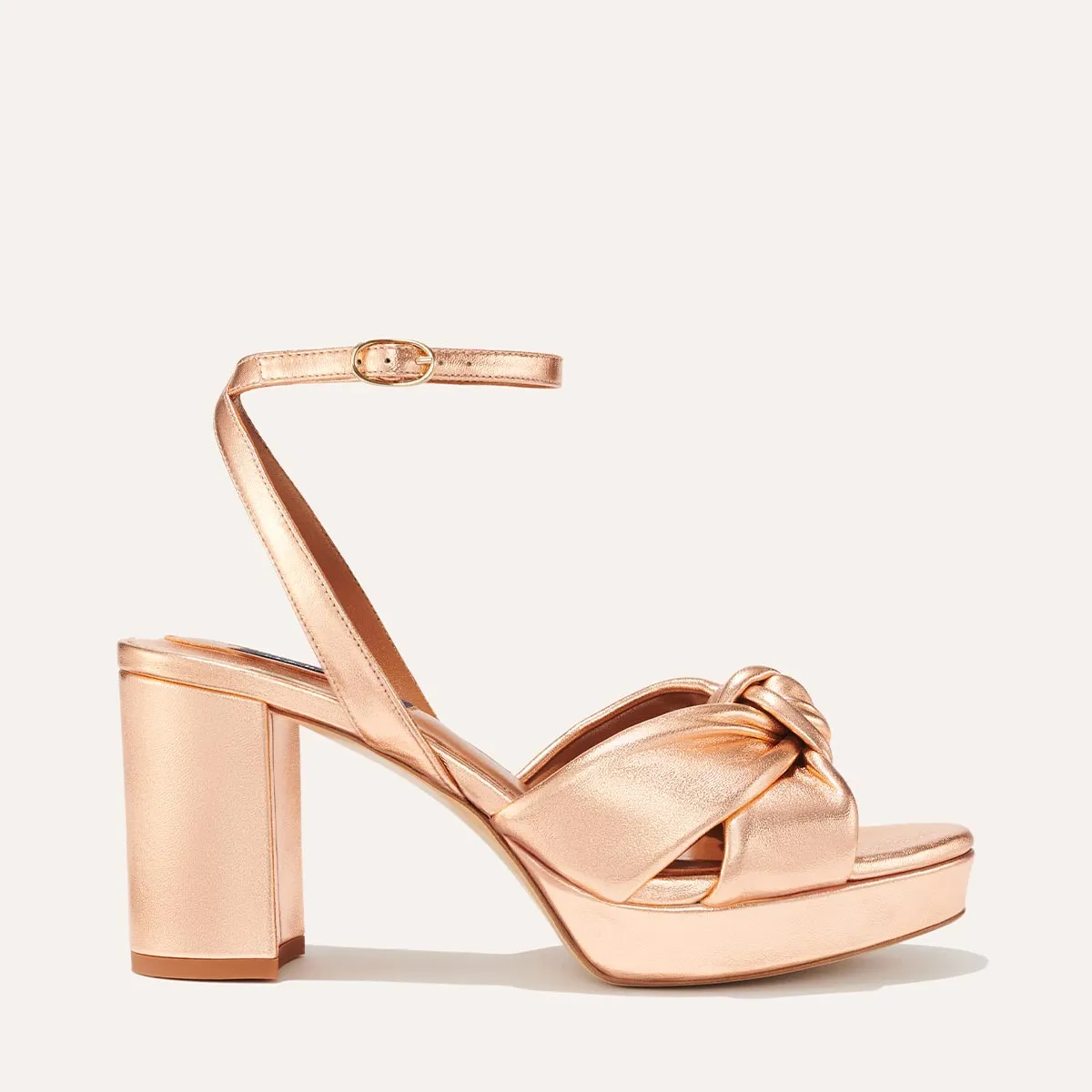 The Carmine Platform - Blush Metallic Nappa sold by Margaux