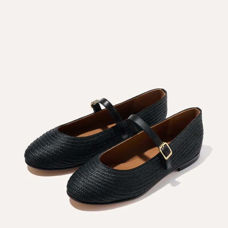 The Demi Jane - Black Raffia sold by Margaux