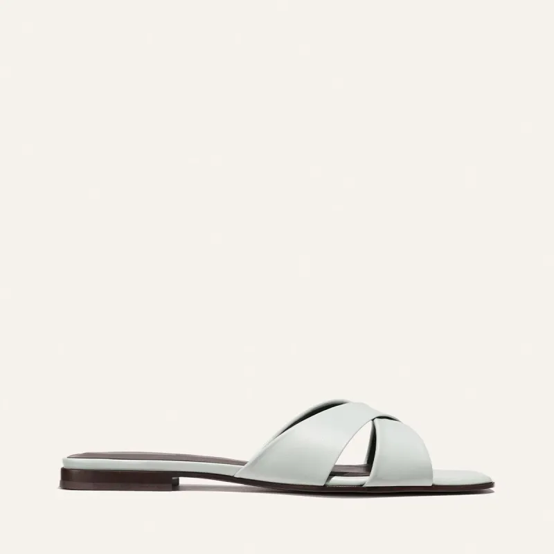 The Selene Flat Sandal - Sky Nappa made by Margaux
