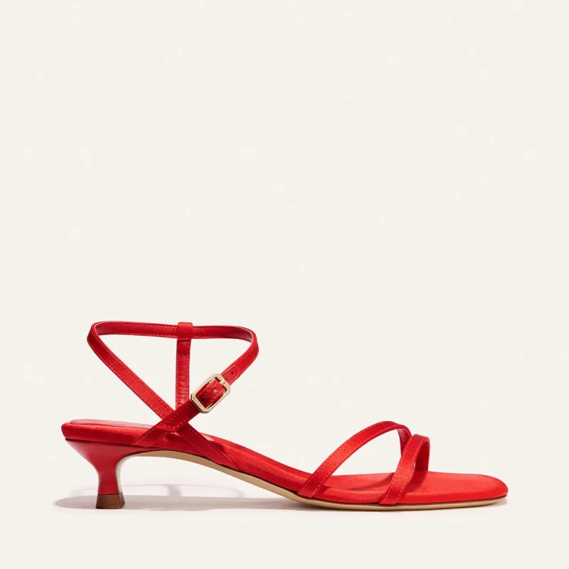 The Dylan Sandal - Poppy Satin made by Margaux