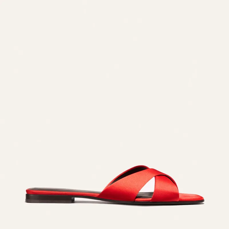 Alex Mill x Margaux: The Selene Flat Sandal - Poppy Satin made by Margaux