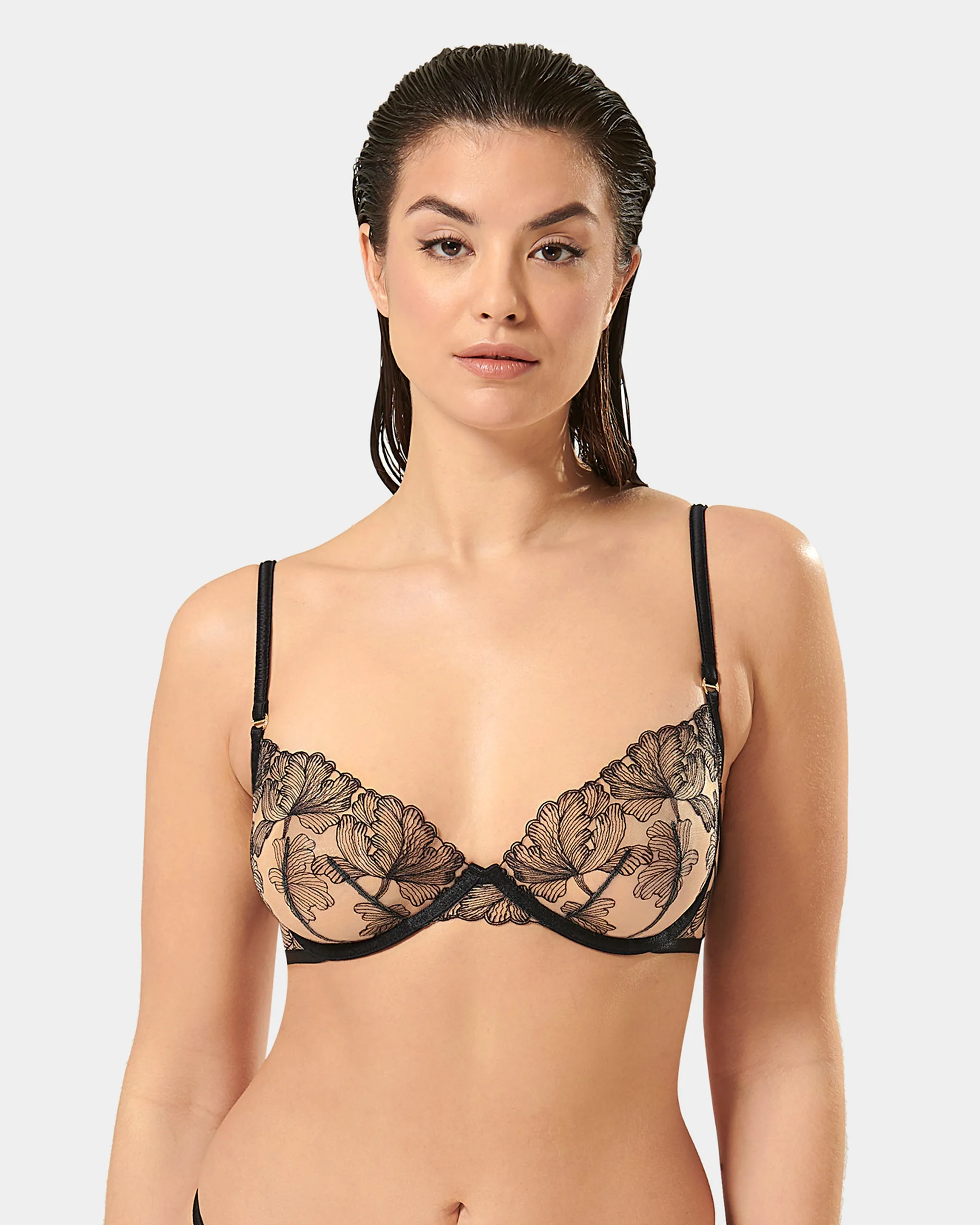 Alula Embroidered Sheer Bra Black sold by Bluebella