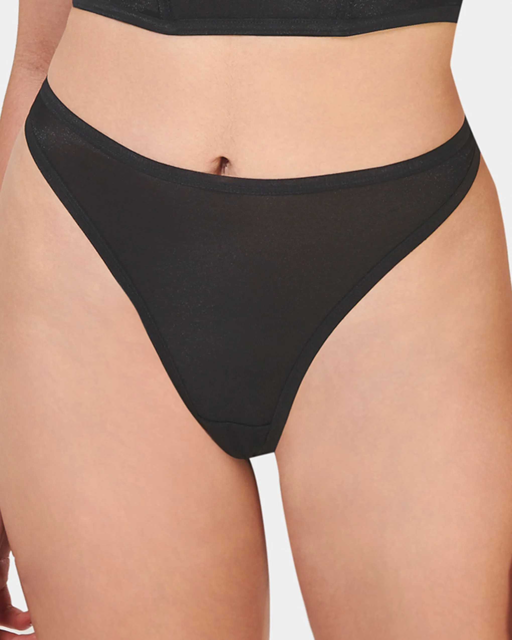 Thena High-Waist Thong Black sold by Bluebella