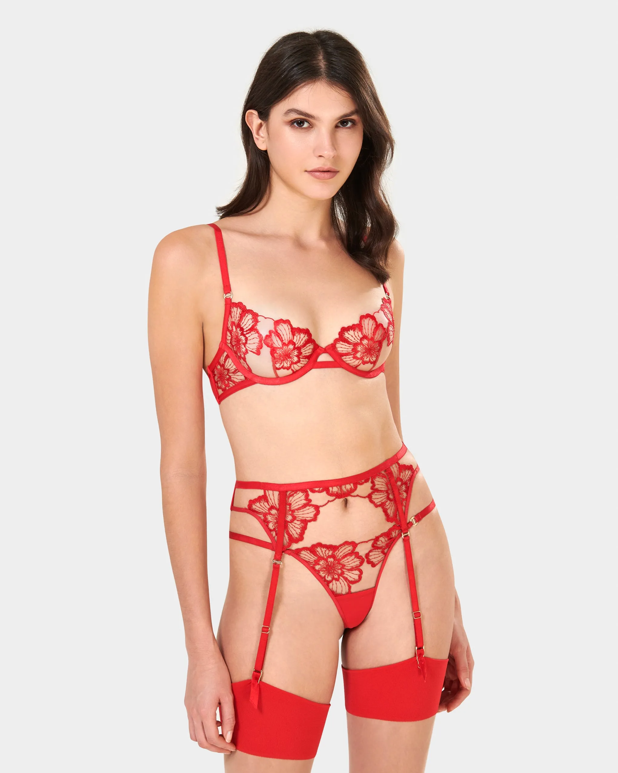 Set: Catalina Red/Sheer sold by Bluebella