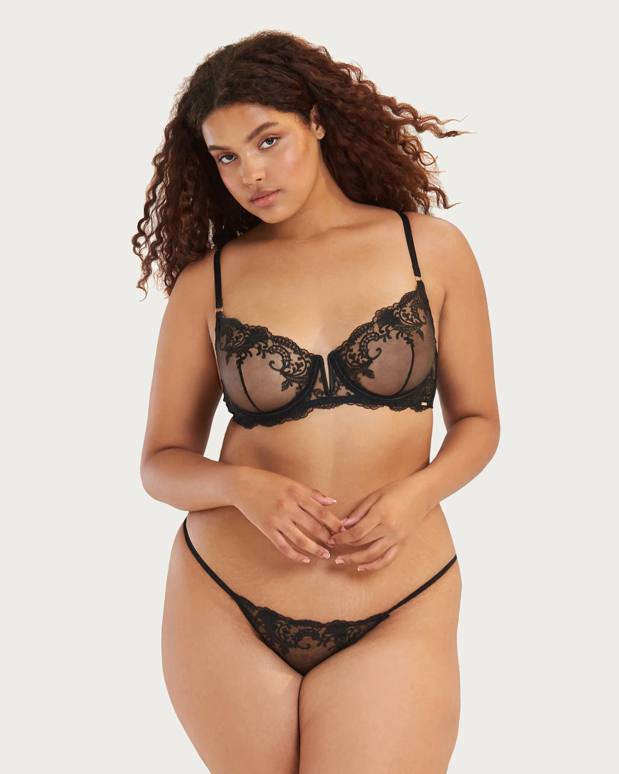 Set: Marseille Bra & Thong Set Black sold by Bluebella product image thumbnail 5