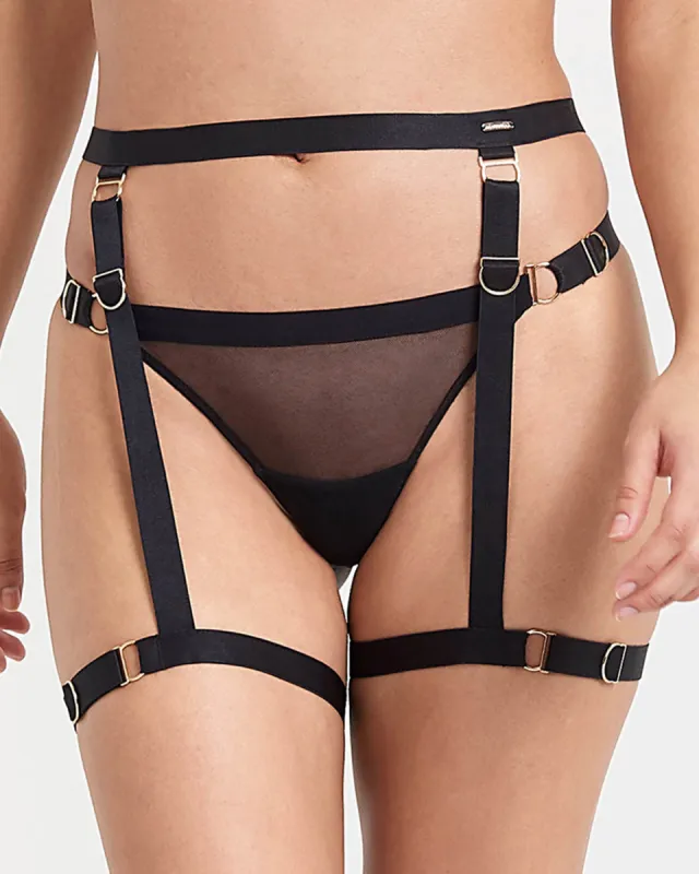 Thea Thigh Harness Black sold by Bluebella