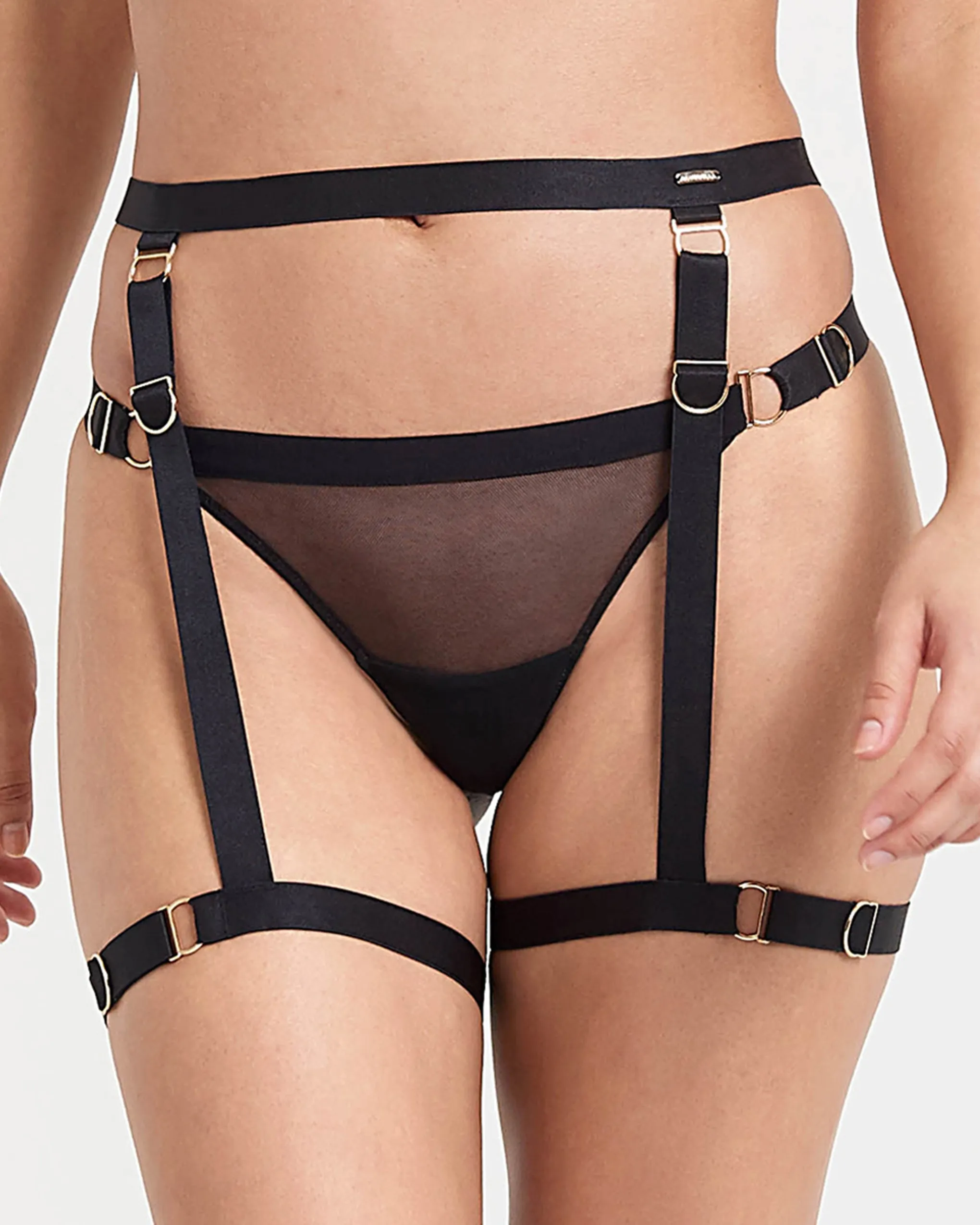 Thea Thigh Harness Black sold by Bluebella