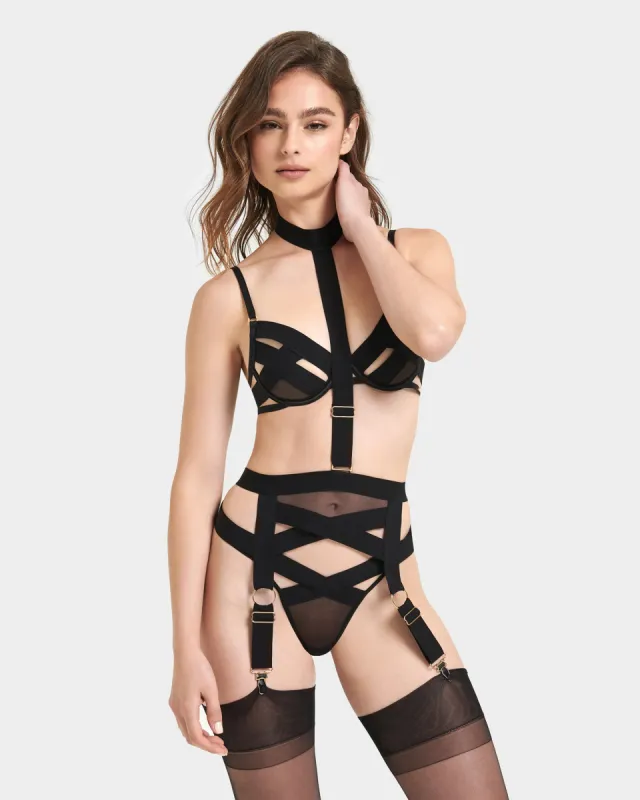 Mandra Suspender Harness Black sold by Bluebella
