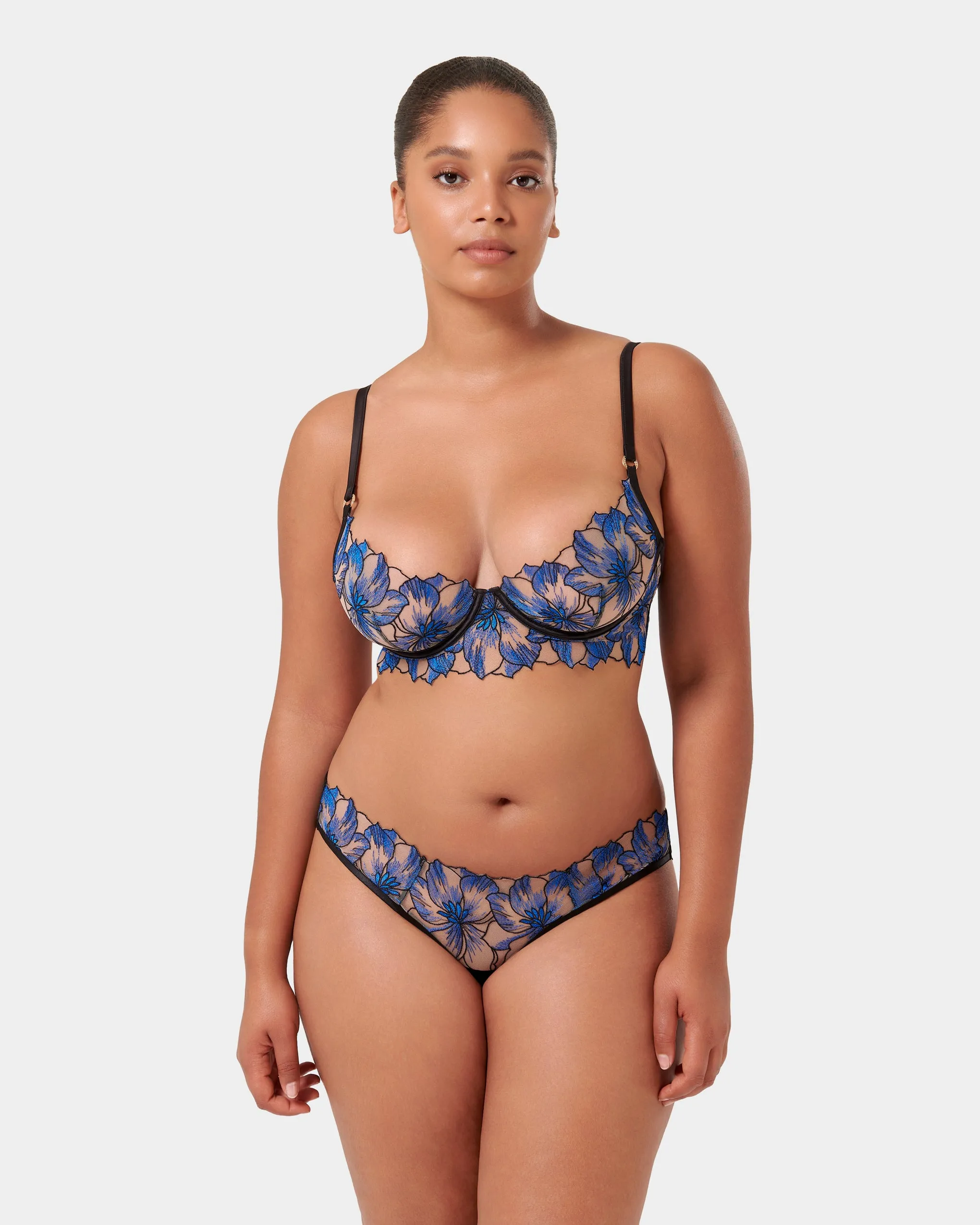 Set: Lyandra Egyptian Blue/Black/Sheer sold by Bluebella