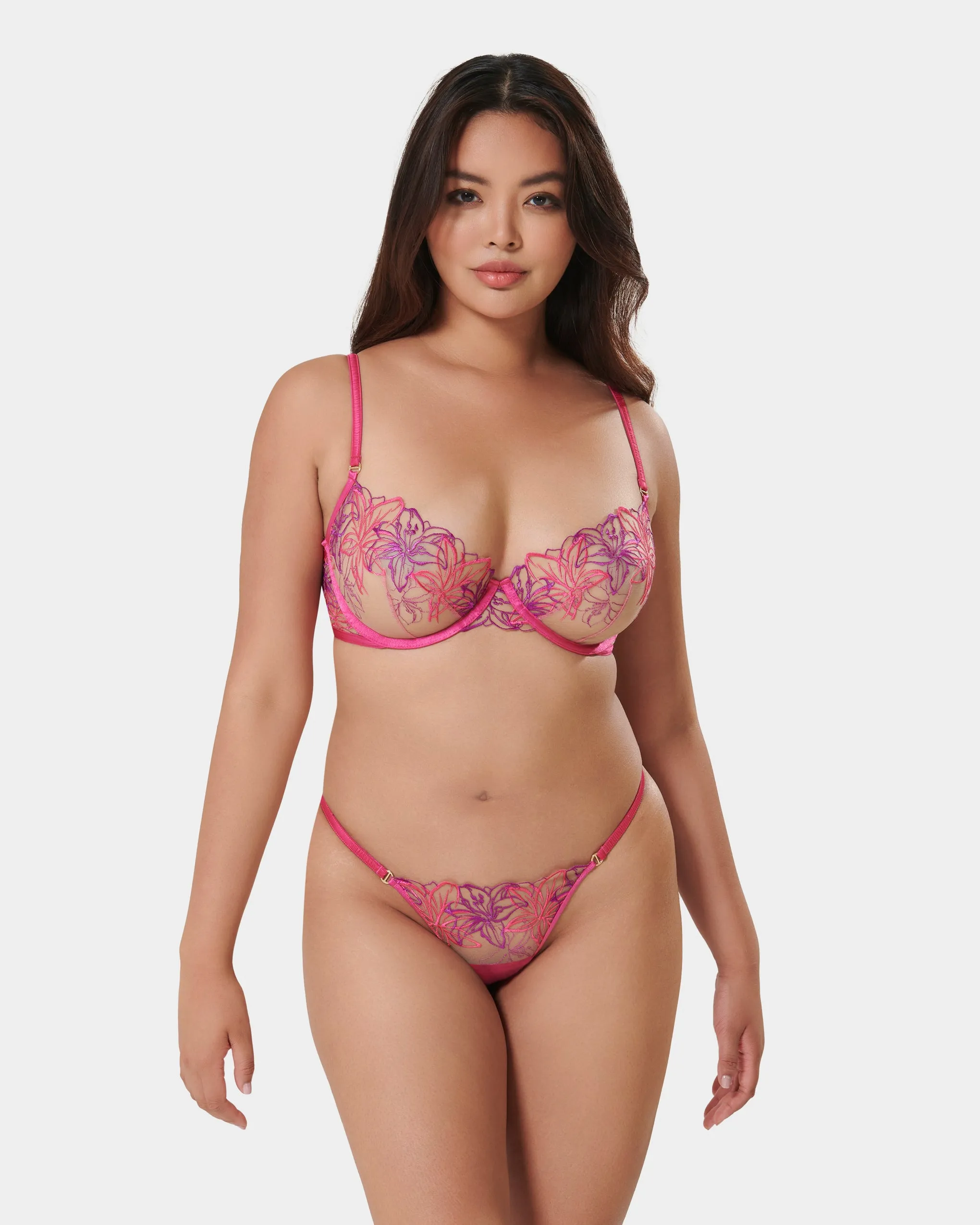 Lilly Thong Fuchsia Pink/Bright Violet/Sheer sold by Bluebella product image thumbnail 2