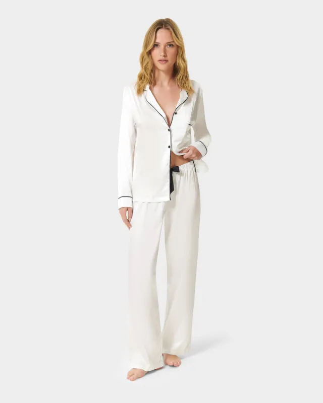 Claudia Shirt and Trouser Set Cream/Black sold by Bluebella