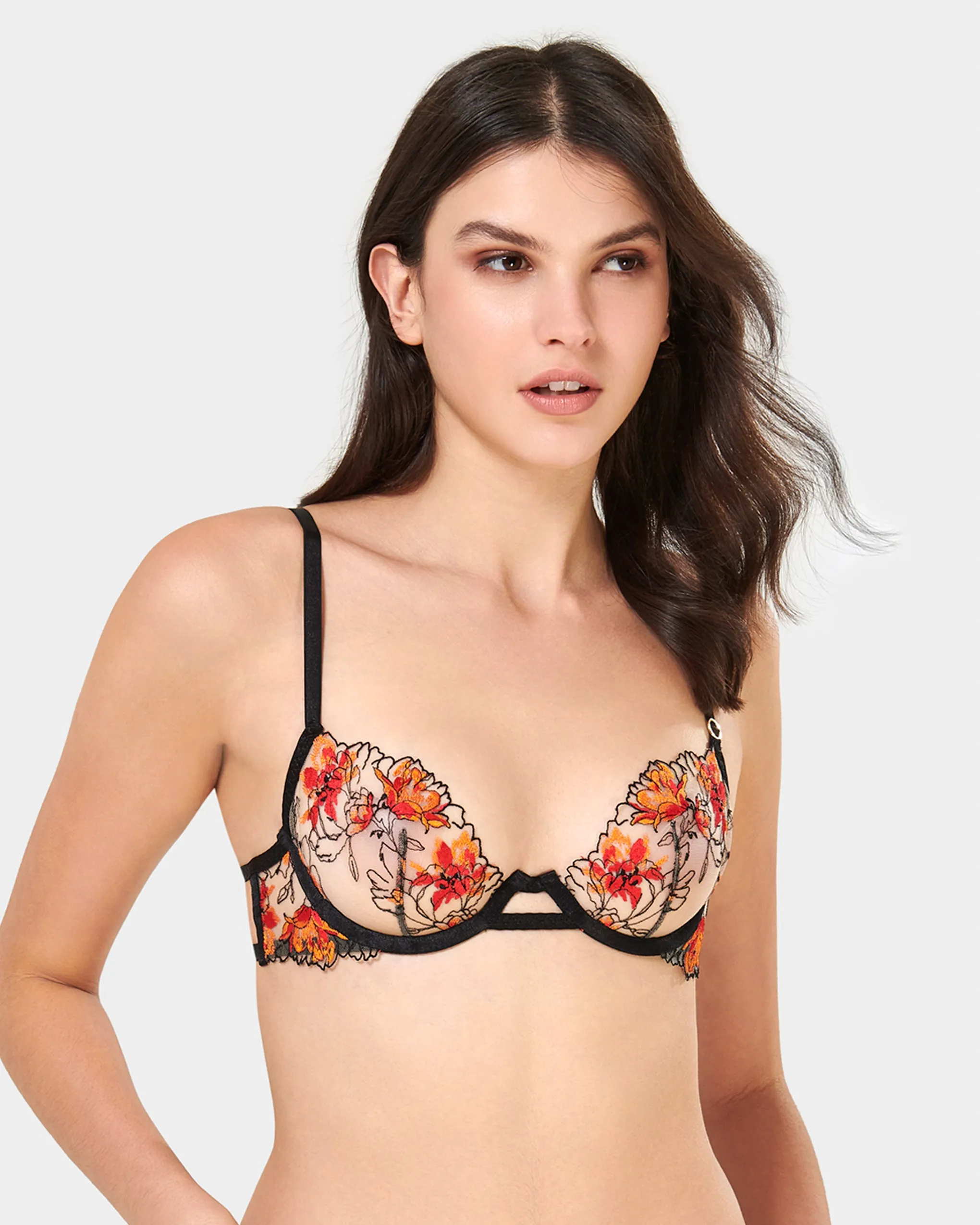 Calista Wired Bra Black/Red sold by Bluebella