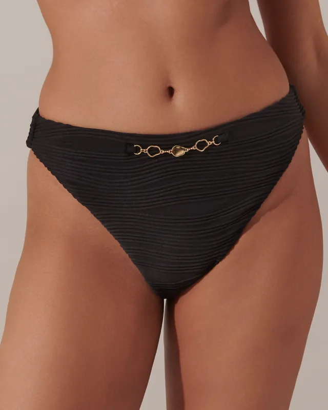 Orta High-Waist Bikini Brief Black sold by Bluebella